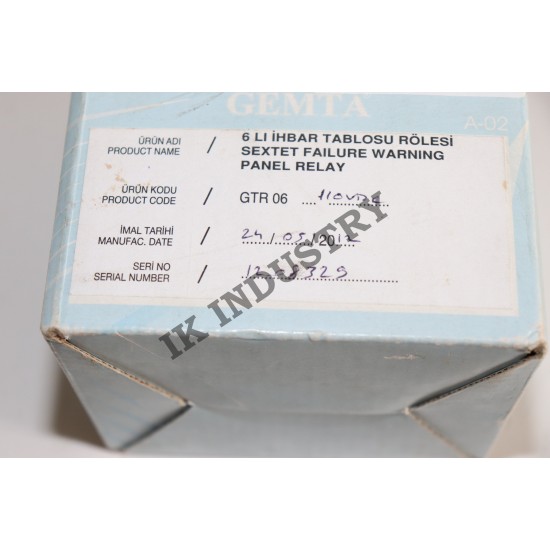 GEMTA GTR 06 Notice Table and Relay