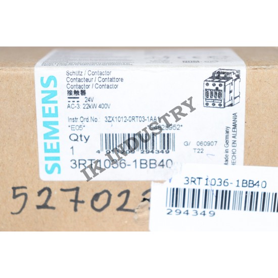 SIEMENS 3RT1036-1BB40 Power contactor